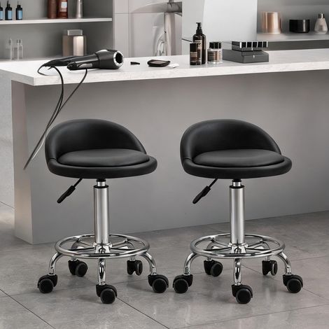 Tabouret nero en pU Gommapiuma Acciaio 38 x 38 x 72 cm (1/5)