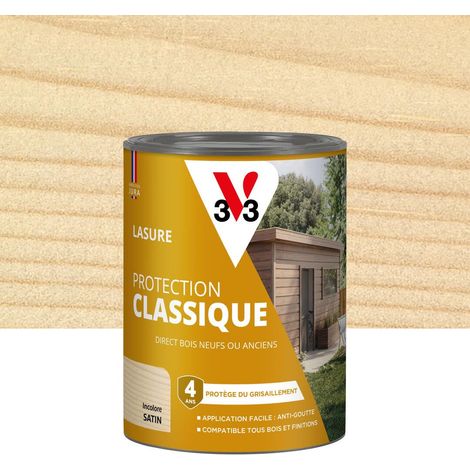 Lasure Bois extérieur Incolore - Protection Classique 4 ans - Protège du grisaillement - Direct bois neufs ou anciens - Texture anti-goutte - 0,75L (1/5)
