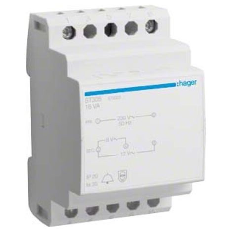 Hager Klingeltrafo 8V/2,0A-12V/1,33A ST305