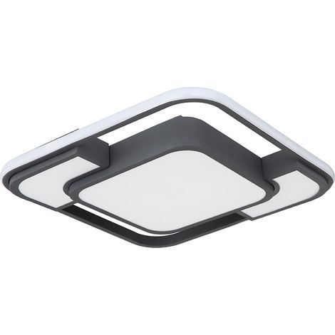 Lampada da soffitto lampada da soffitto lampada design soggiorno lampada in metallo, plastica, bianco grafite acrilico opale, 1x LED 30 watt 1100 lumen bianco caldo, LxPxH 42x42x10 cm (1/5)