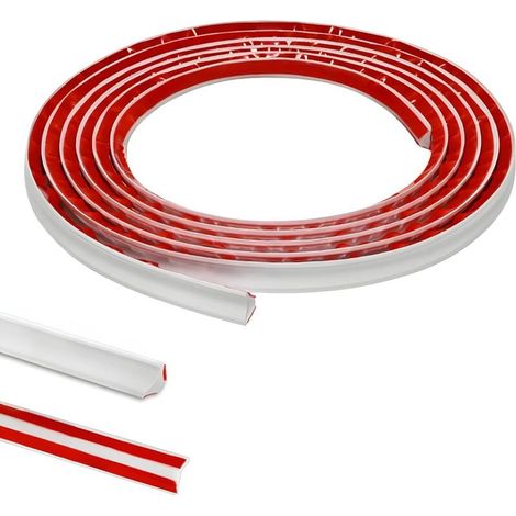 3 Meter selbstklebendes PVC-Dichtungsprofil für Küchenarbeitsplatten, Kanten, Ecken, Innenwände, Profile, Fugen, Sockelleisten und zum Verfugen, für Zierleisten und Profile, 12 mm x 6 mm, weiß (1/4)