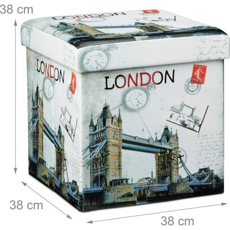 Sgabello pieghevole contenitore panca pieghevole 38 x 38 cm London multicolor 2013068