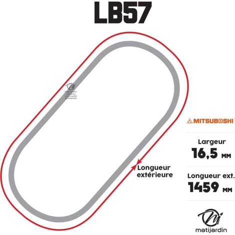 Courroie tondeuse Mitsuboshi LB57 trapézoïdale  16,5 x 1459 mm (1/4)