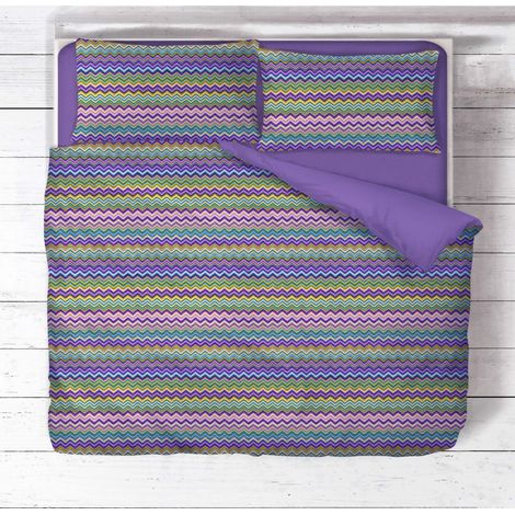 COPRIPIUMINO BEATRICE Lilla in Puro cotone Made in Italy Cm. 155X200