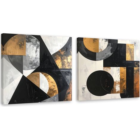 Set de tableaux sur toile  Abstraction dorée 2 x 40x40 (1/4)