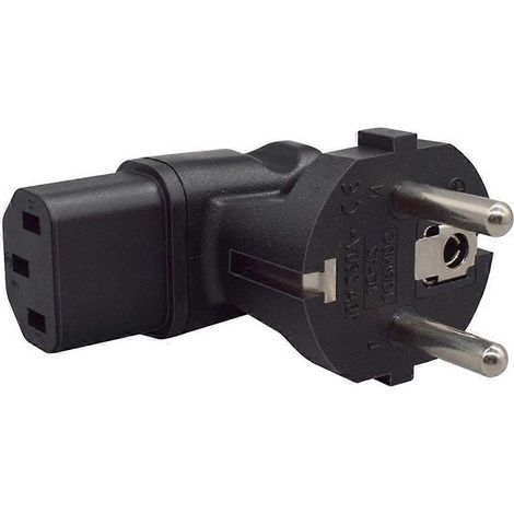 Adaptateur secteur EU4,8 mm vers C13, connecteurs mâle-femelle coudés en PVC (1/4)