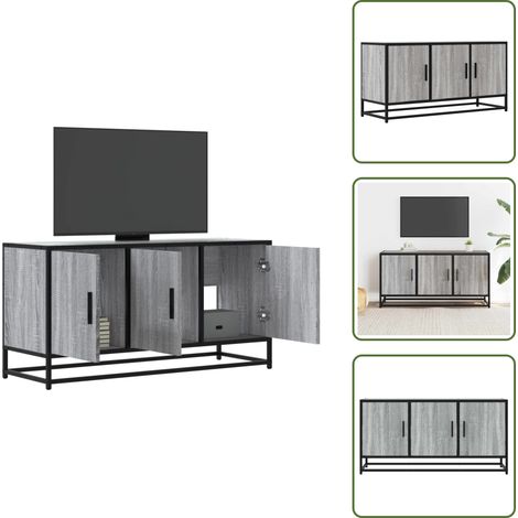 Meuble TV sonoma gris 100x35x50 cm bois d'ingénierie et métal - Meuble TV - Meubles TV - Banc TV - Buffet TV