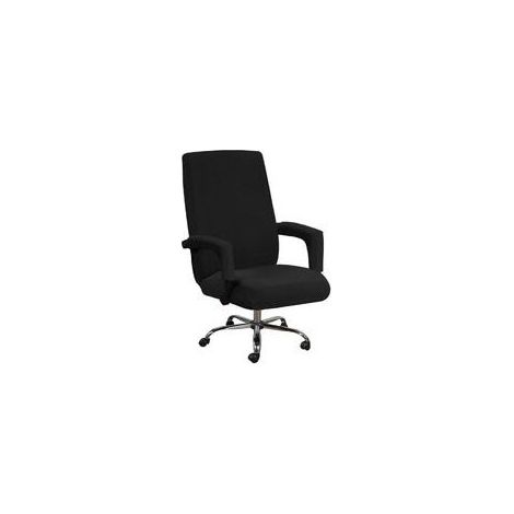 Chair Cover, Office Chair Cover with Armrests, Jacquard Lycra, Non-Slip, Soft, Stretchy, Machine Washable, Polyester, (Large, Black) (1/3)
