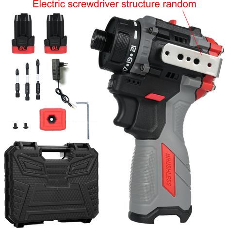 Decdeal Tournevis électrique sans balais 16,8 V Marteau 45 Nm 1600 tr/min Kit d'outils au lithium Tournevis électrique avec contrôle de torsion réglable à 2 vitesses pour bois PVC ABS (1/5)