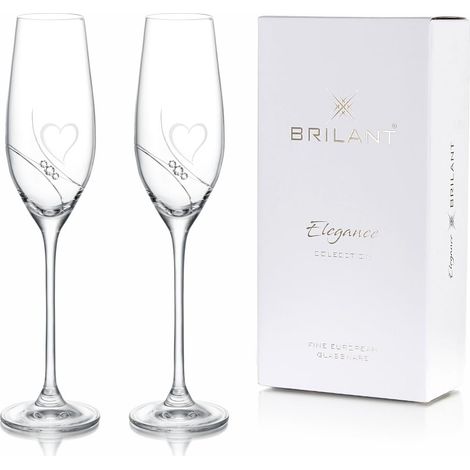 Lot de 2 flûtes à champagne avec cristaux – Cœurs gravés – Design minimaliste – Flûtes à champagne pour mariage – Lot de 2 verres à champagne pour occasions (1/5)