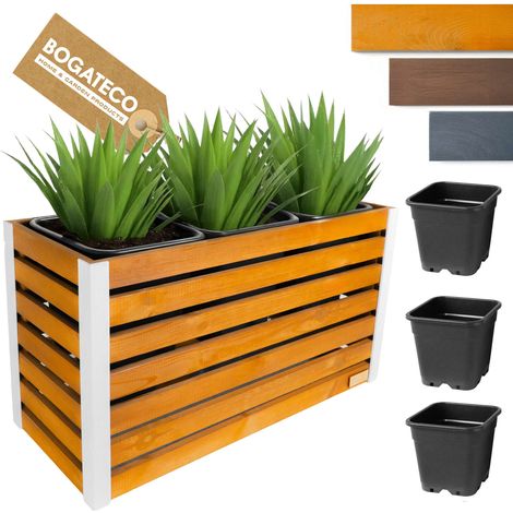 Jardinière Bois Bogateco 57x100x36 cm avec Bac Brun Clair (1/5)