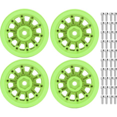Jantes à billes 1.9 pouces pour voitures RC Axial SCX10 et Traxxas, crawlers 1/10, couleur verte. (1/5)