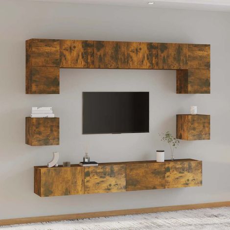 Ensemble de meubles TV 8 pcs pour Salon - Armoire TV Chêne fumé Bois d'ingénierie BV823872 - BonneVie (1/5)
