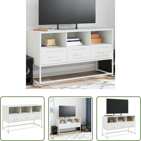 Stahl - TV-Schrank Weiß 100,5x39x60,5 cm Stahl (1/5)