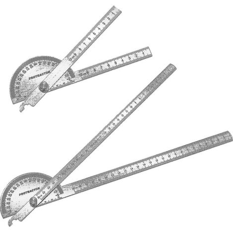2 Rapporteurs d'angle, règle à bras pivotant, acier inoxydable, mesure 0-180 degrés, gravure laser, menuiserie (1/5)