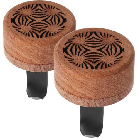 Diffuseur Parfum Bois - 2 Pièces - Alliage Et Bois - Clip Grille Aération - Voiture Et Bureau - Marron (1/5)