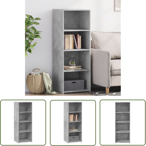 The Living Store Buffet haut gris béton 45x41x124 cm bois d'ingénierie - Buffet Design Intemporel - Meuble Rangement Cuisine - Commode Gris - Buffet Haut - Mobilier Salon (1/5)