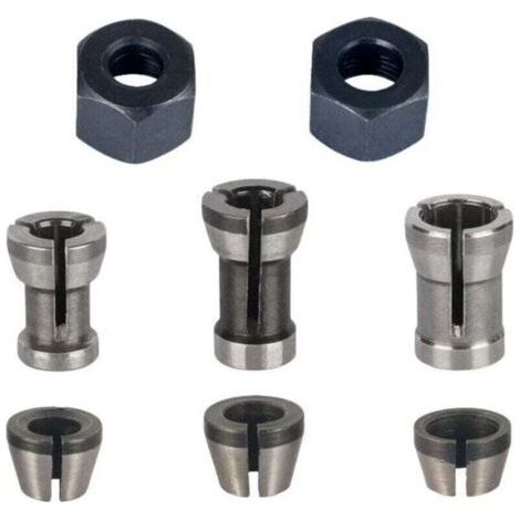 Mandrin de Fraiseuse - Lot de 8, Collet Mandrin Affleureuse (6 mm, 6.35 mm, 8 mm), Pince de Serrage Defonceuse (1/4)