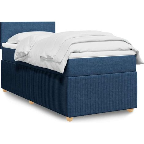Boxspringbett mit Matratze Blau 90x190 cm Stoff