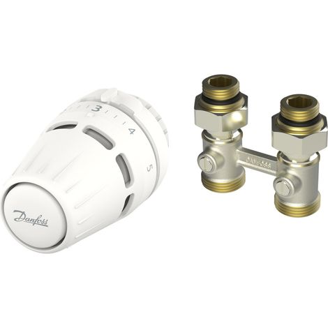 Danfoss Thermostat-Set mit Regus RA-Kopf, Mutter + RLV-KB 1/2 Zoll Durchgang