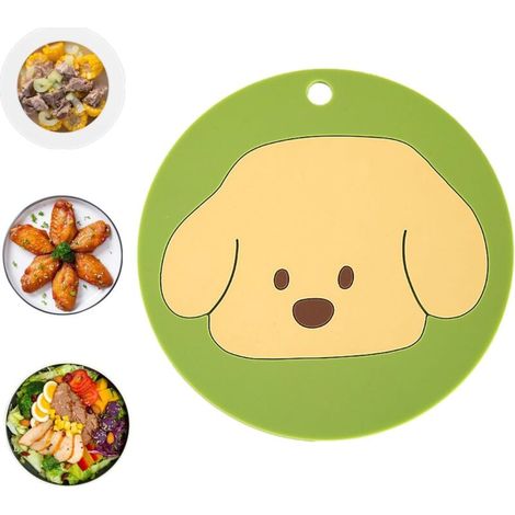 4 runde Untersetzer mit Cartoon-Motiv, wärmeisolierend, saugfähig, mit Hunde-Muster