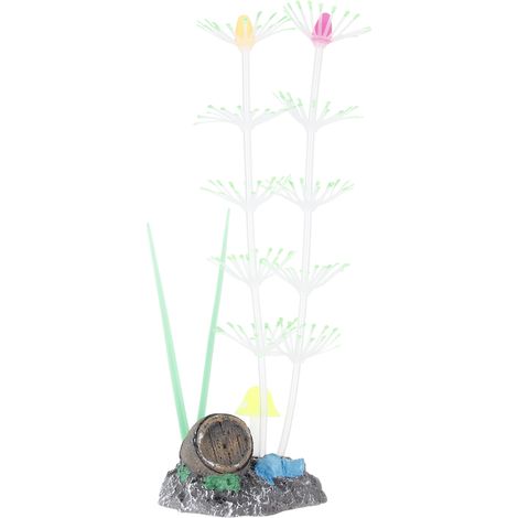 Corail Plume En Silicone - Décoration Aquarium Avec Effet Fluorescent - Paysage Sous-Marin Pour Poissons - Vert - 1 Pièce (1/5)