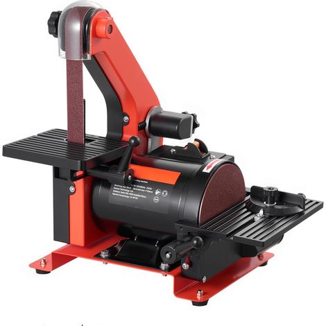 Ponceuse à bande et disque 125 mm, 250 W, table inclinable 0-45°, aspiration intégrée, pour bois, bricolage et restauration. (1/5)