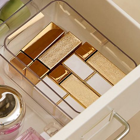 【Make-up-Organizer】 Luxuriöse, transparente Aufbewahrungsbox für Kosmetik und Schmuck mit speziellem Fach für Pinsel – PET, durchsichtige Schale, 400 g (1/5)