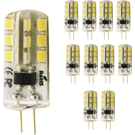 Lot de 10 ampoules LED G4 4 SMD 2835 LED 3 W AC 220 V 2 ampoules LED 2 x 360° Blanc chaud 3000 K [Classe énergétique A++] (1/5)
