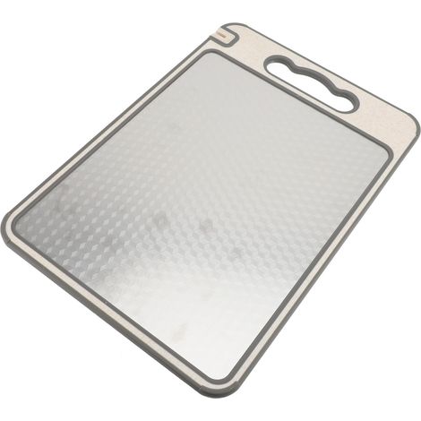 Tagliere da cucina in plastica e acciaio inox, bifacciale, antiscivolo. (1/2)