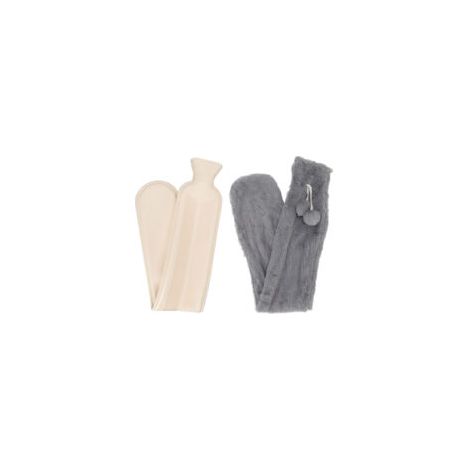 Bouillotte longue – 72 cm – 2000 ml – Housse en peluche gris foncé – Chauffe-dos (1/5)