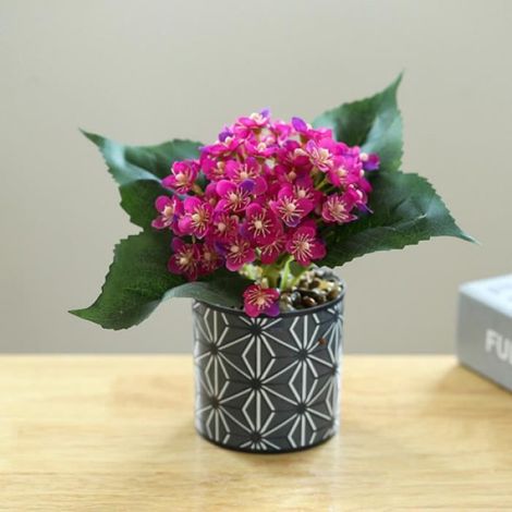 Fleurs Artificielles avec,Centre de Table Bouquet Floral d'Hortensia et pour Décoration de Maison, Salon ou Bureau,Fuchsia