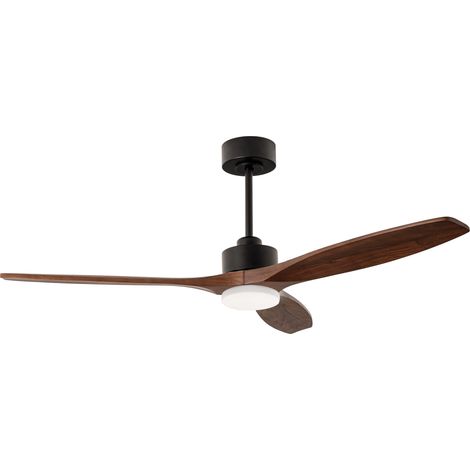 Forlight - Ventilador de Techo Stem Evo, Ø1320mm, Motor DC Silencioso, 30W + 20W LED, LED Integrado, CCT Seleccionable, 3000K - 4000K - 5000K, Regulable, Negro, Palas Madera Oscura