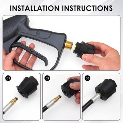 2 Pack Raccord de tuyau de nettoyeur haute pression M22 14 mm Quick Connect Adaptateur,Compatible avec Karcher K2-K7 Tuyaux Ă Raccord Rapide Adaptateur de Tuyau de Nettoyeur Haute Pression (1/4)