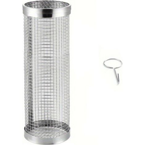 Panier de barbecue roulant en acier inoxydable 30 × 9 cm – Panier cylindrique avec crochet – Pour légumes, viande et grillades en extérieur (1/5)