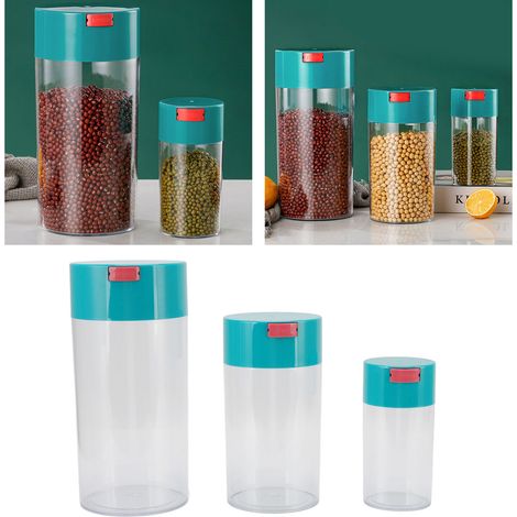 Ensemble de trois boîtes hermétiques en plastique, boîtes sous vide, boîtes de conservation pour grains de café, boîtes à thé. (1/5)