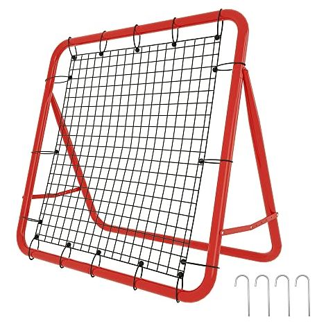 Fußball Rebound Netz 100x65cm Prellwand Kicker faltbar mit 4 Verstellbare Stufen Training Zubehör Sports Prellwand rot Stahlrohr + PE-Netz NAIZY (1/5)