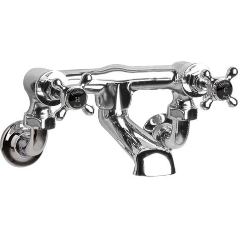 Hudson Reed Black Topaz Crosshead Bath Filler Tap Wall Mounted - Chrome (1/3)