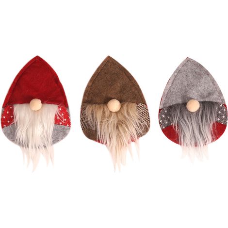 3 porte-couverts Noël fausse fourrure rouge et gris (1/5)