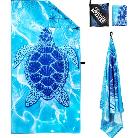 Filiyano-Serviette de plage 90 x 180 cm, grande serviette en microfibre à séchage rapide, serviette de bain anti-sable, couverture de plage (1/5)