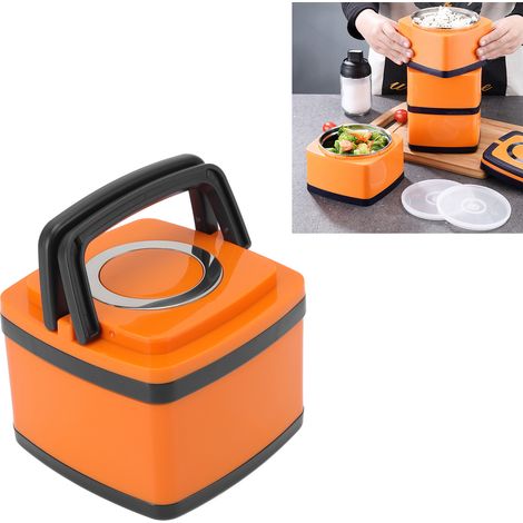 Isolierte Lunchbox aus Edelstahl 304, zwei quadratische Fächer, mehrlagige Lunchbox, isolierte Bento-Box im japanischen Stil, vier Fächer, 0,8 l (1/5)