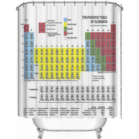 Wasserdichter Duschvorhang aus Polyester, Periodensystem-Muster, einzigartige Badezimmerdekoration, wasserabweisendes Material, für den täglichen Gebrauch, Standardgröße. (1/4)