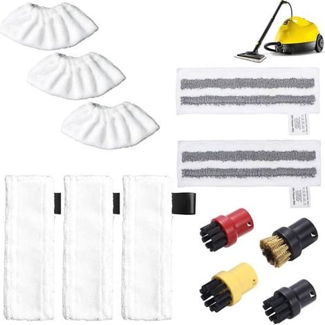 Kit d'accessoires pour Kärcher Easyfix SC2, SC3, SC4, SC5, 12 pièces : chiffon microfibre de rechange, tapis de nettoyage, brosse vapeur (1/5)