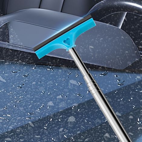 Balai Raclette pour Rétroviseur Voiture - Grattoir Vitre Extensible en Acier Inox - Outil Multifonction Déneigage Démontage - Bleu (1/5)