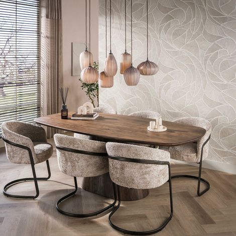 Table à manger 215x105x77 cm en bois d'acacia brun - VOHINA (1/5)