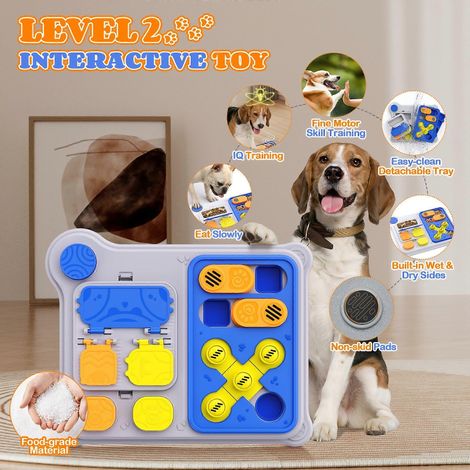 Interaktives Hundespielzeug mit langsamer Fütterung, robustes ABS-Gehirntrainingspuzzle für Hunde, Doppelfunktion: Futterautomat und Spielzeug (1/5)