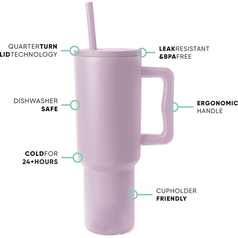 Einfacher, moderner 1,2-Liter-Isolierbecher mit Henkel und Strohhalm  Edelstahl-Trinkflasche, Eiskaffeebecher, Reisebecher  Geschenkidee für Damen und Herren, Trek-Kollektion  1,2 Liter (1/4)