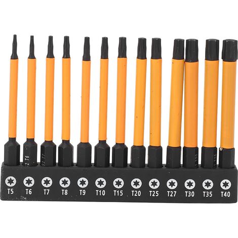 Jeu de 13 embouts étoile 75 mm, embouts de tournevis à tige hexagonale 1/4 pouce en acier allié S2, tête Torx avec embouts usinés CNC (1/5)