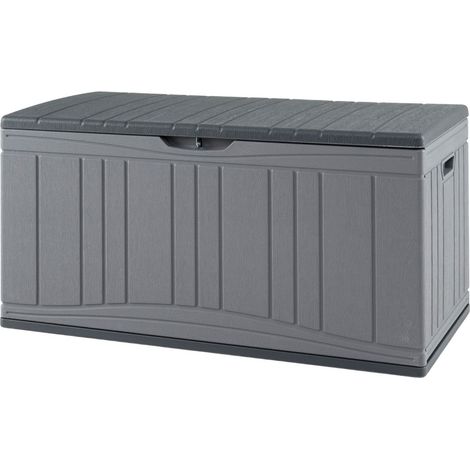 Cassapanca impermeabile 114 x 55 x 61 cm con molle a gas e seduta aggiuntiva stile moderno in HDPE grigio 200017395