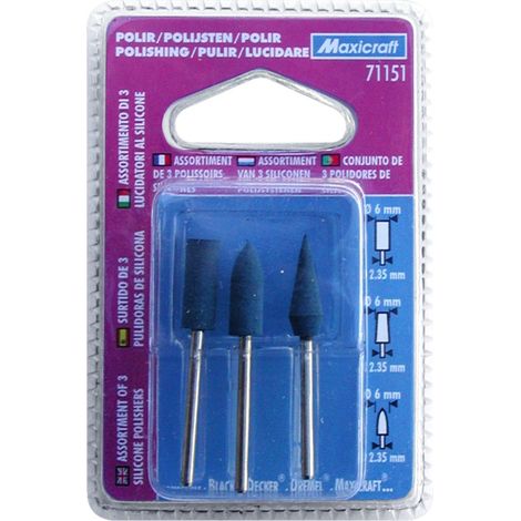 3 pulidores de silicona de alta calidad Ø 6 mm MAXICRAFT